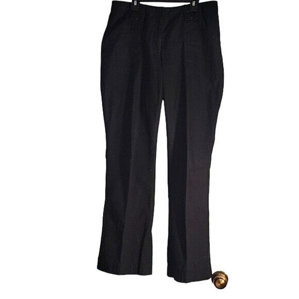 Black Textured Straight Leg Utility Trousers with‎ Flap Pockets